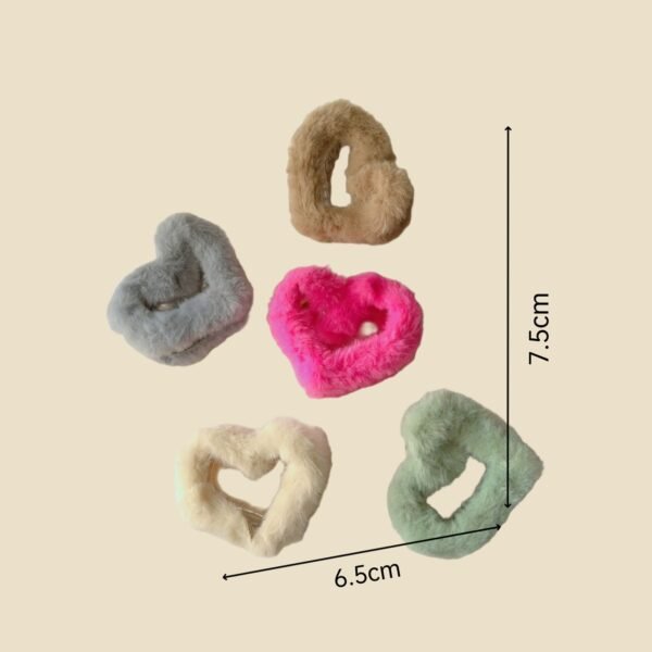 Furry Heart Hair Claw – Soft & Stylish Grip Clip for Girls - Image 5