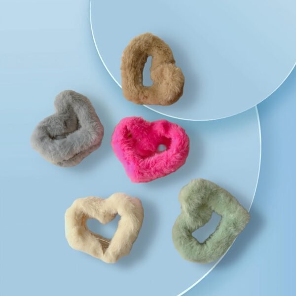 Furry Heart Hair Claw – Soft & Stylish Grip Clip for Girls - Image 3