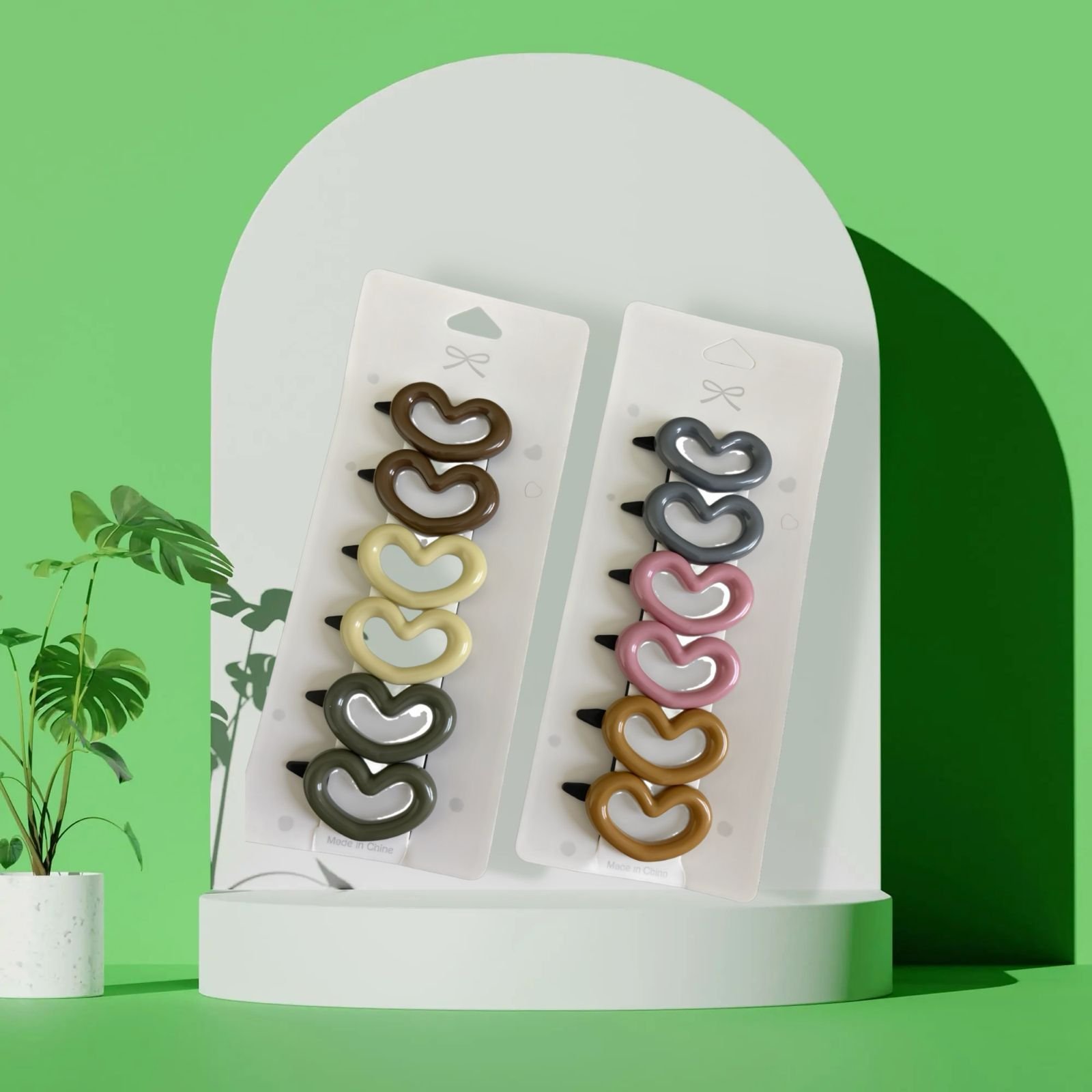 Multicolor Heart Hair Pins Set – Cute Korean Style Hair Clips (Set of 2/4/6) - Image 3