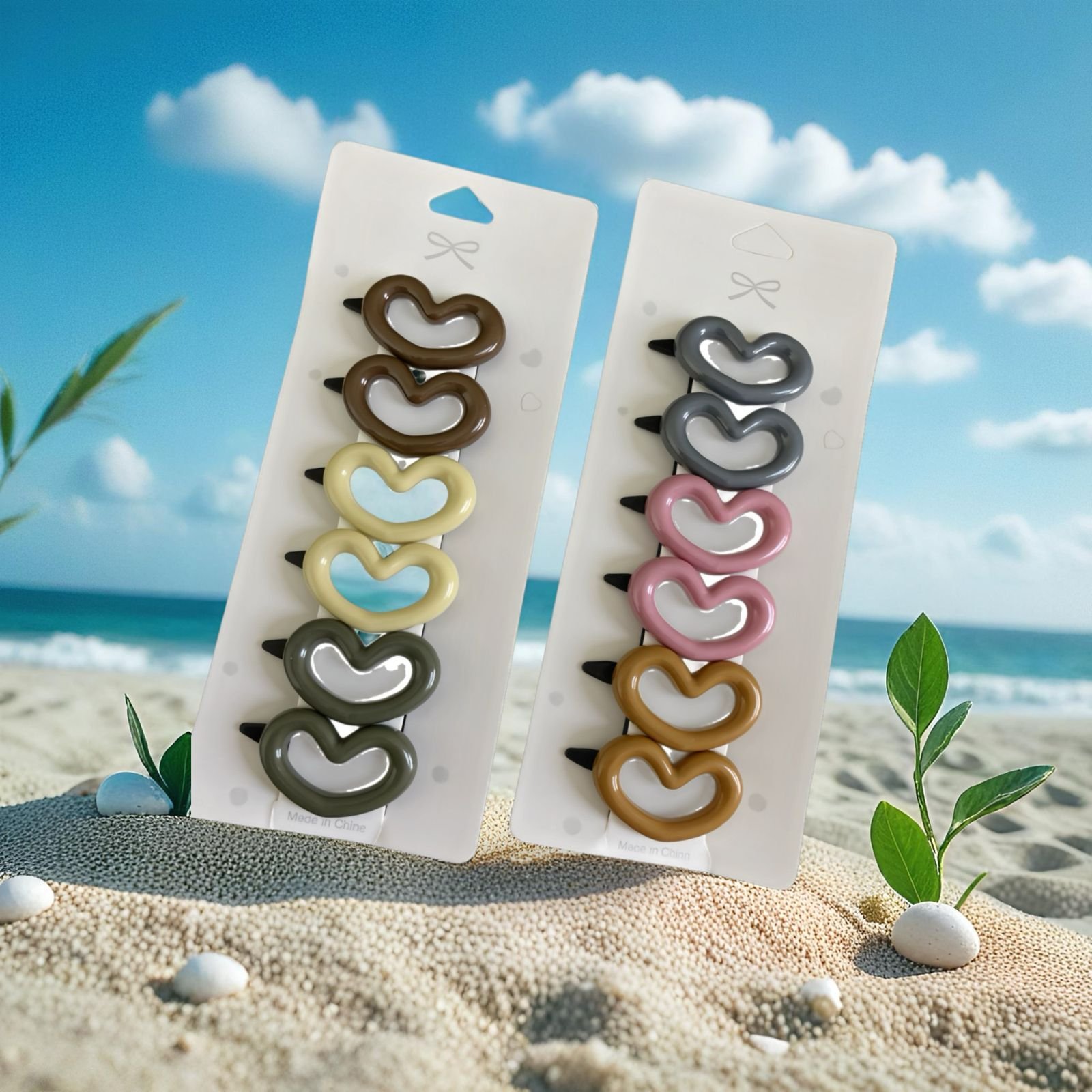 Multicolor Heart Hair Pins Set – Cute Korean Style Hair Clips (Set of 2/4/6) - Image 4