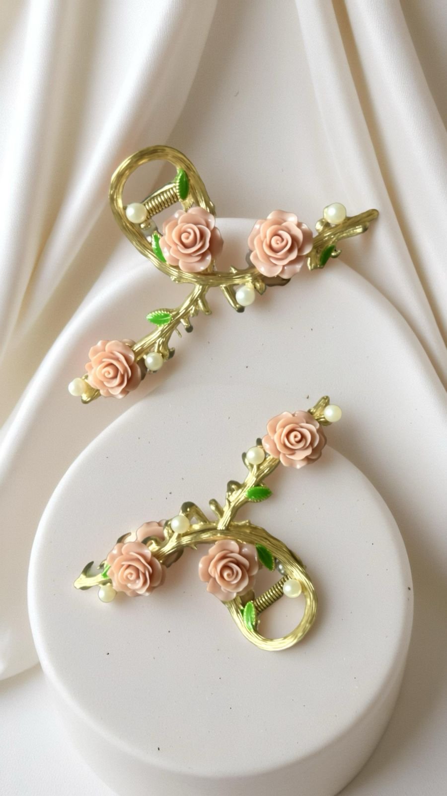 Rose bloom metal hair claw