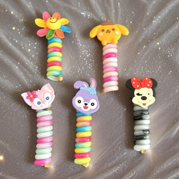 Cartoon Spiral Hair Ties for Kids pack of 2 - Image 4