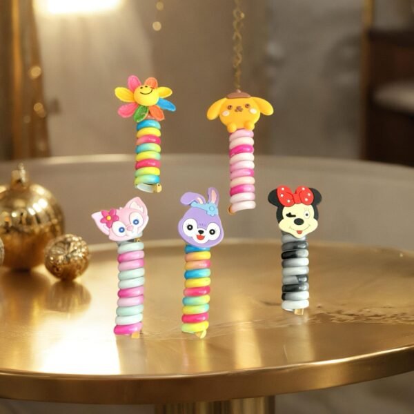 Cartoon Spiral Hair Ties for Kids pack of 2 - Image 3