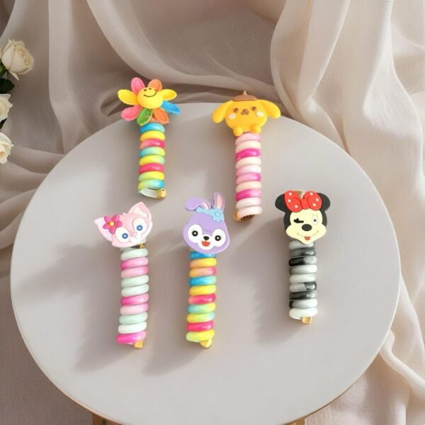 Cartoon Spiral Hair Ties for Kids pack of 2 - Image 5