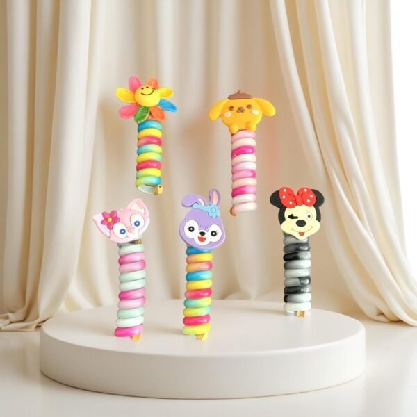 Cartoon Spiral Hair Ties for Kids pack of 2
