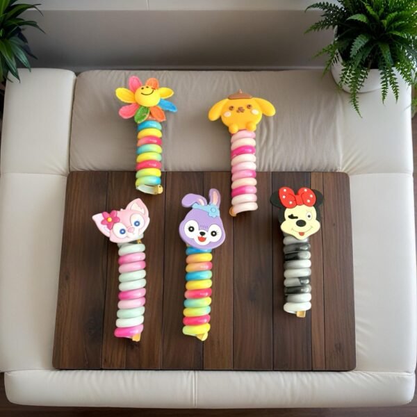 Cartoon Spiral Hair Ties for Kids pack of 2 - Image 2