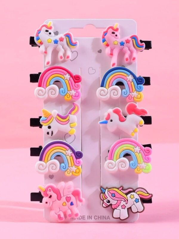 Unicorn Hair Pins Set – Pack of 10 Cute Multicolor Clips for Girls & Kids | Rose Laces - Image 6