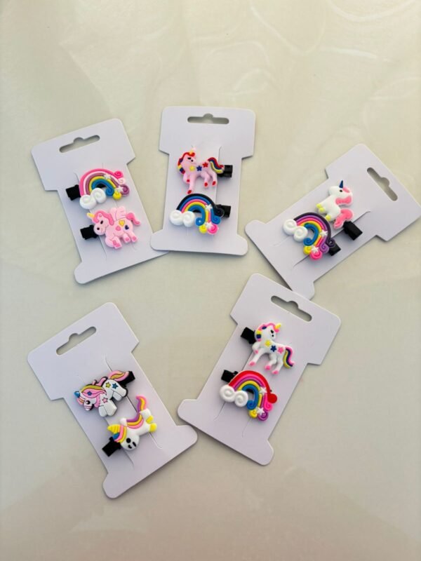 Cute Mini Snap Hair Clips for Baby – Unicorn & Rainbow Design (Set of 2) - Image 2