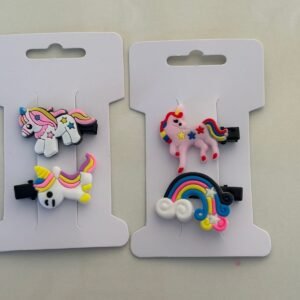 Cute Mini Snap Hair Clips for Baby – Unicorn & Rainbow Design (Set of 2)