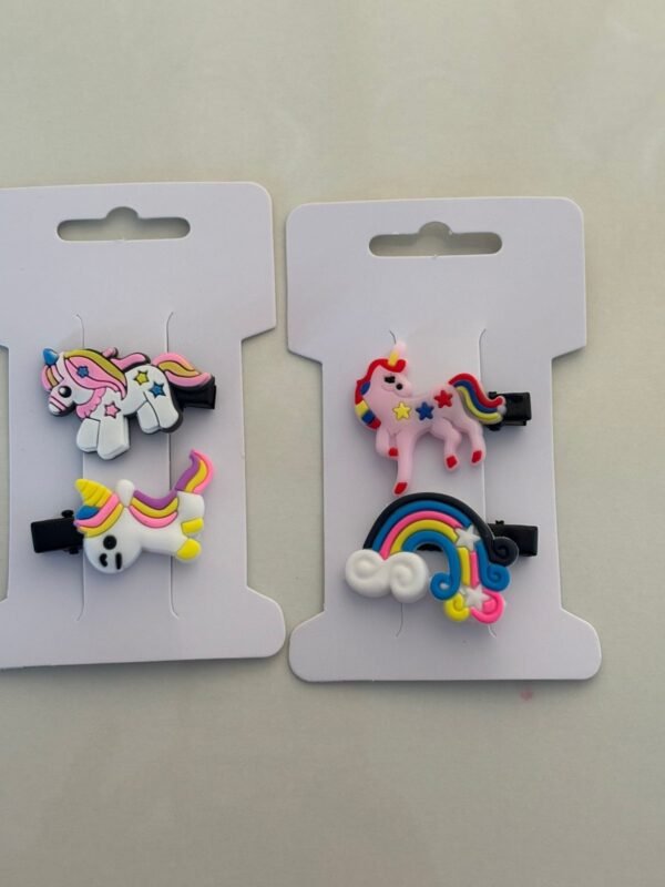 Cute Mini Snap Hair Clips for Baby – Unicorn & Rainbow Design (Set of 2)