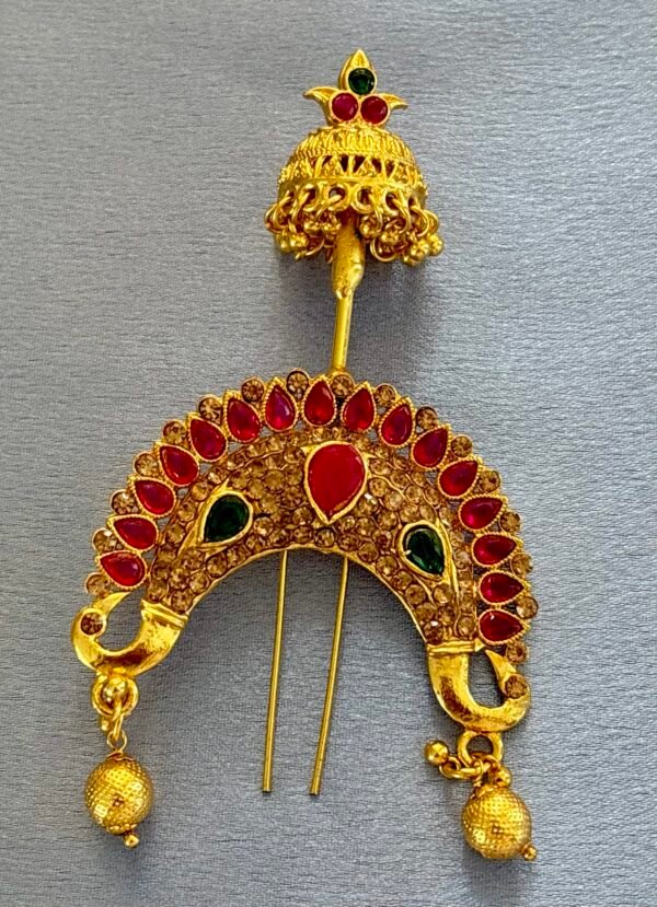 Royal Maharashtrian Hair Ornament – Traditional Jadai Billai / Juda Pin / Ambada Pin. - Image 4