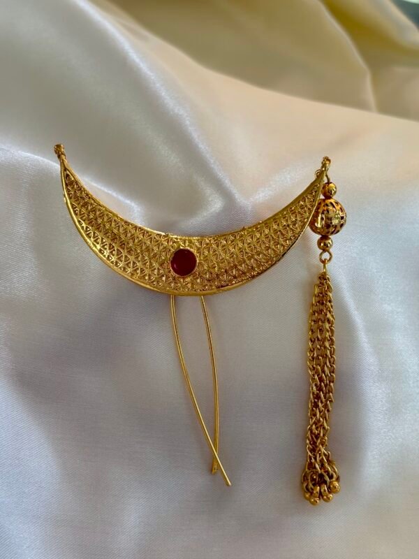 Royal Maharashtrian Hair Ornament – Traditional Jadai Billai / Juda Pin / Ambada Pin. - Image 4