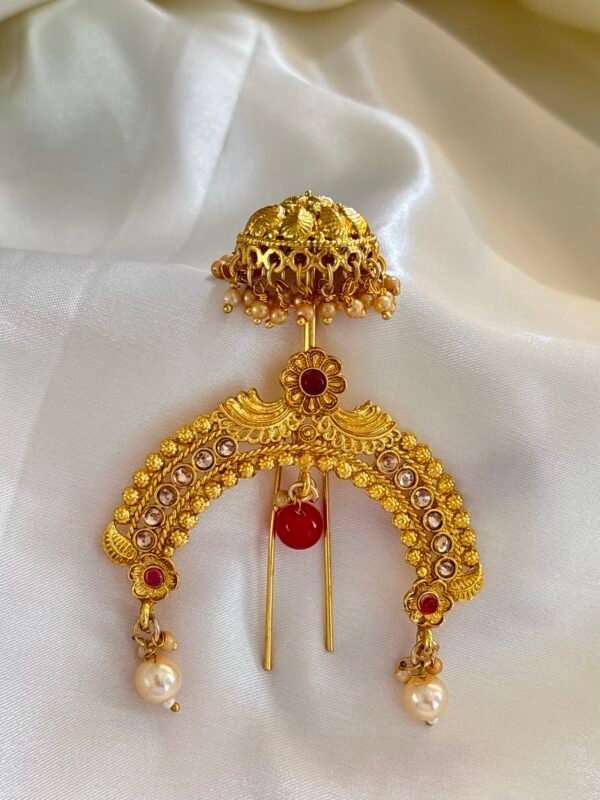 Royal Maharashtrian Hair Ornament – Traditional Jadai Billai / Juda Pin / Ambada Pin. - Image 4