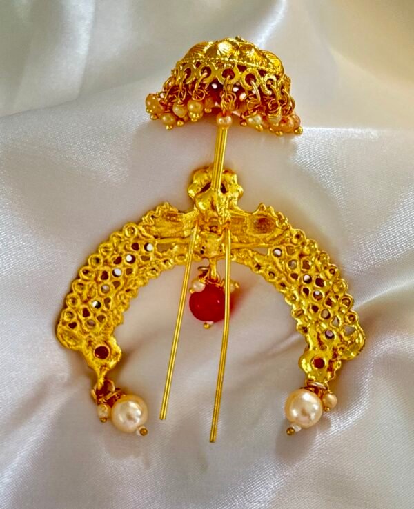 Royal Maharashtrian Hair Ornament – Traditional Jadai Billai / Juda Pin / Ambada Pin. - Image 5