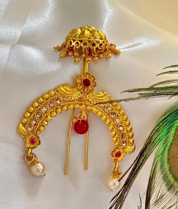 Royal Maharashtrian Hair Ornament – Traditional Jadai Billai / Juda Pin / Ambada Pin. - Image 2